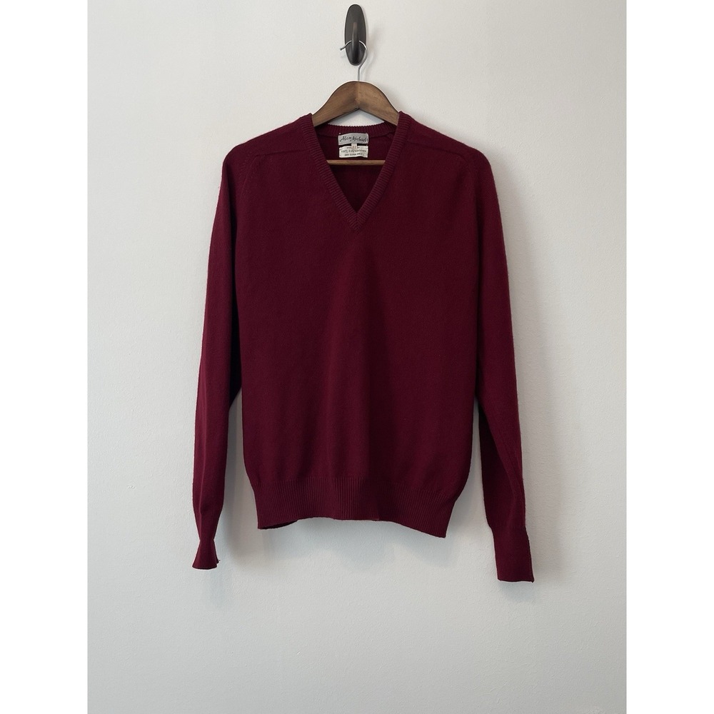 Men's Large Alan Micheals 2 Ply Cashmere Sweater Irish Burgundy Preppy Old Money